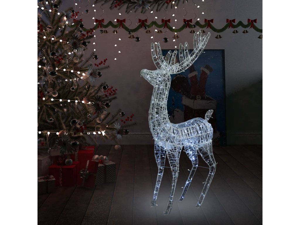 XXL Akrylový vánoční sob 250 LED 180 cm studené bílé světlo