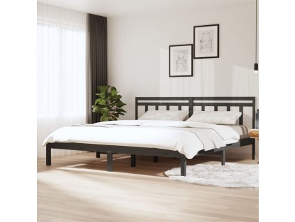 Rám postele šedý masivní borovice 200 x 200 cm 3100611