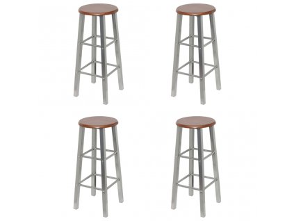 Barové stoličky 4 ks stříbrné a hnědé MDF 277174