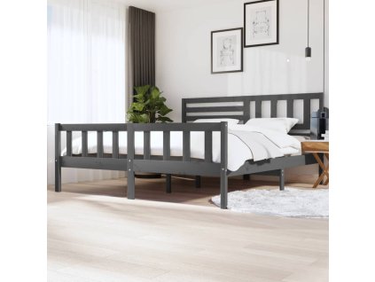 Rám postele šedý masivní dřevo 200 x 200 cm 3101175