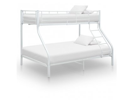 Rám poschoďové postele bílý kov 140 x 200 / 90 x 200 cm