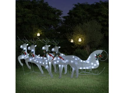 Vánoční sobi se sáněmi 100 LED diod venkovní bílí