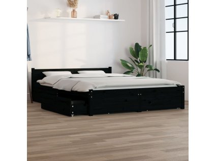 Rám postele se zásuvkami černý 140 x 190 cm
