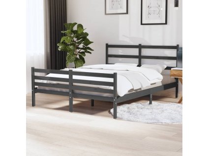 Rám postele masivní borovice 140 x 190 cm šedý