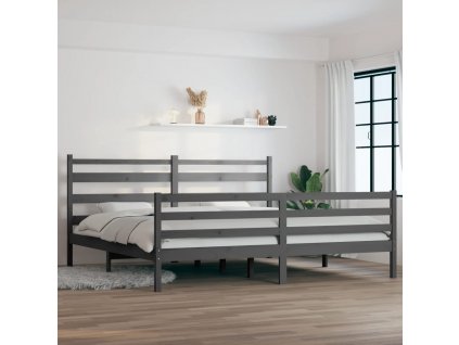 Rám postele masivní borovice 200 x 200 cm šedý