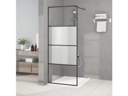 Sprchová zástěna walk-in černá 80x195 cm napůl mléčné ESG sklo