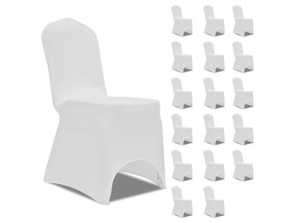 Potahy na židle napínací bílé 18 ks 3051635