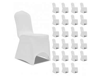 Potahy na židle napínací bílé 24 ks