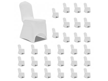 Potahy na židle napínací bílé 30 ks 3051637
