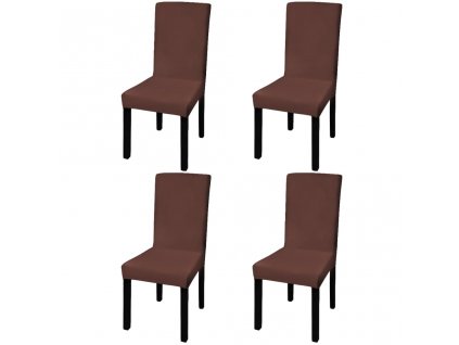 Hladké strečové potahy na židle 4 ks hnědé