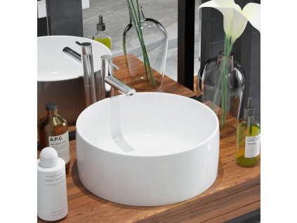 Umyvadlo kulaté keramické bílé 40x15 cm 142342