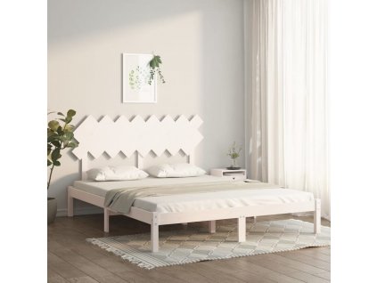 Rám postele bílý 160 x 200 cm masivní dřevo
