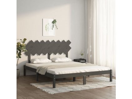 Rám postele šedý 160 x 200 cm masivní dřevo