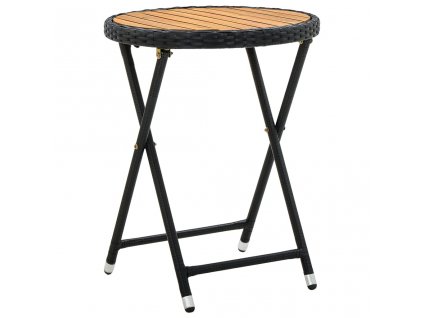 Čajový stolek černý 60 cm polyratan a masivní akácie 316509