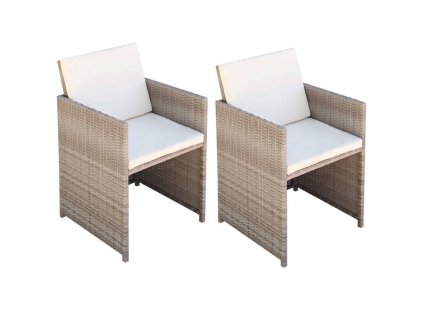 Zahradní židle 2 ks s poduškami a polštáři polyratan béžové