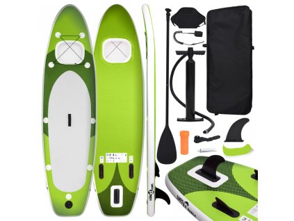 Nafukovací SUP paddleboard a příslušenství zelený 300x76x10 cm