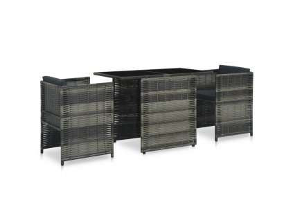 3dílný bistro set s poduškami polyratan šedý 47745