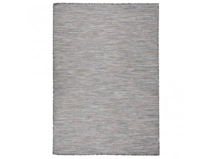 Venkovní hladce tkaný koberec 140x200 cm hnědý a modrý