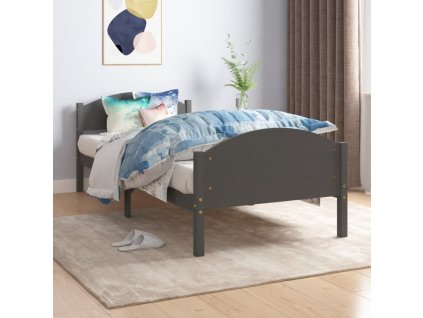 Rám postele tmavě šedý masivní borové dřevo 100 x 200 cm 322047