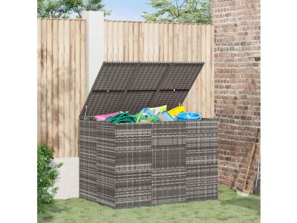 Zahradní úložný box PE ratan 145 x 100 x 103 cm šedý 317231