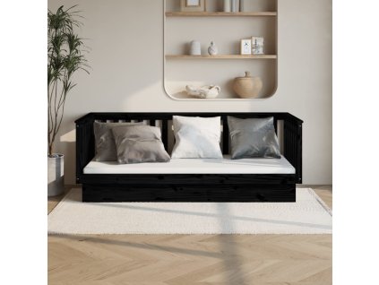 Válenda černá 100 x 200 cm masivní borové dřevo 821573