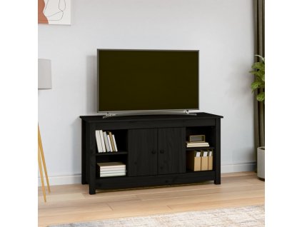 TV skříňka černá 103 x 36,5 x 52 cm masivní borové dřevo 814578
