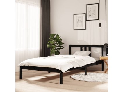 Rám postele černý masivní dřevo 100 x 200 cm 814878