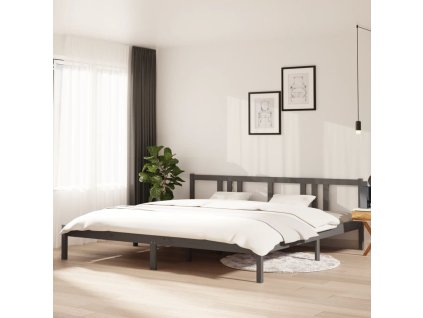 Rám postele šedý masivní dřevo 200 x 200 cm 814906