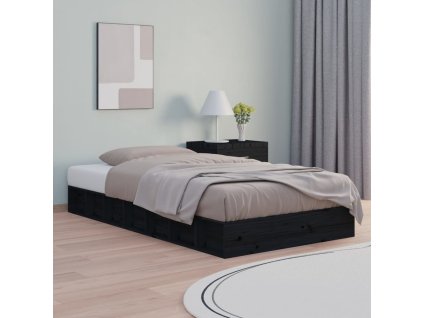 Rám postele černý 75 x 190 cm Small Single masivní dřevo 820700