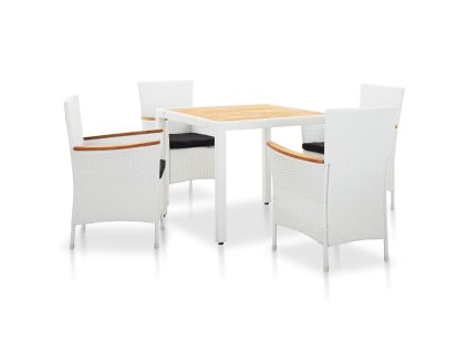 5dílný zahradní jídelní set polyratan bílý 45982