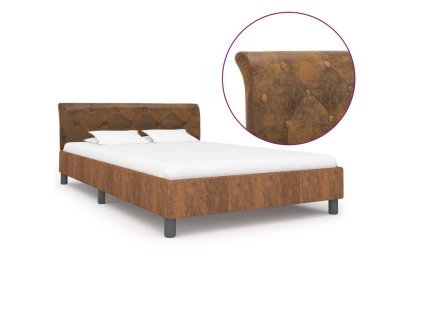Rám postele hnědý umělá broušená kůže 120 x 200 cm 284890
