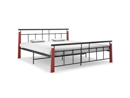 Rám postele kov a masivní dubové dřevo 180 x 200 cm 324895