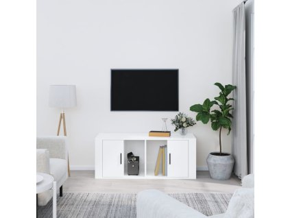 TV skříňka lesklá bílá 100x35x40 cm kompozitní dřevo 816802