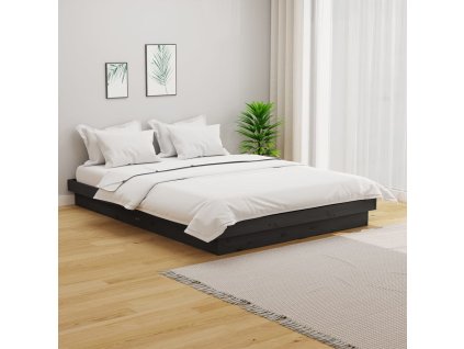 Rám postele šedý masivní dřevo 135 x 190 cm dvojlůžko 819949