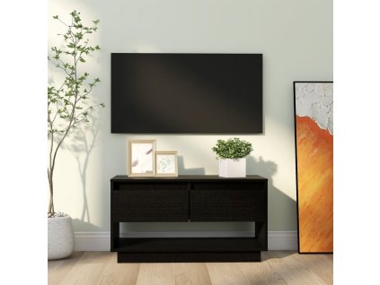 TV skříňka černá 74 x 34 x 40 cm masivní borové dřevo 813843