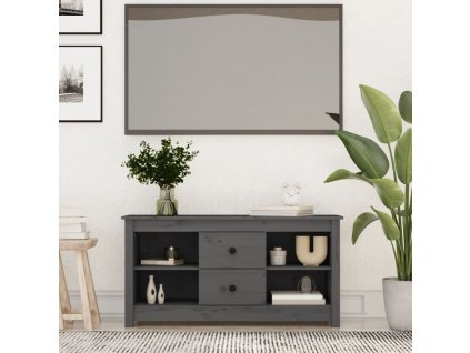 TV skříňka šedá 103 x 36,5 x 52 cm masivní borové dřevo 814571