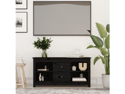 TV skříňka černá 103 x 36,5 x 52 cm masivní borové dřevo 814573