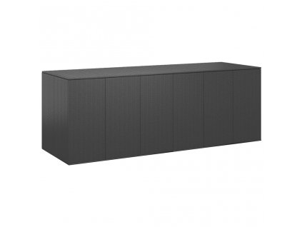 Zahradní úložný box PE ratan 291 x 100,5 x 104 cm černý