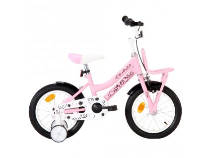 Dětské kolo s předním nosičem 14'' bílo-růžové