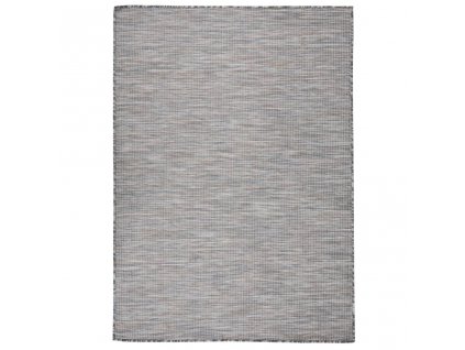 Venkovní hladce tkaný koberec 200x280 cm hnědý a modrý