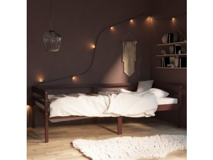 Rám postele tmavě hnědý masivní borovice 90 x 200 cm 322054