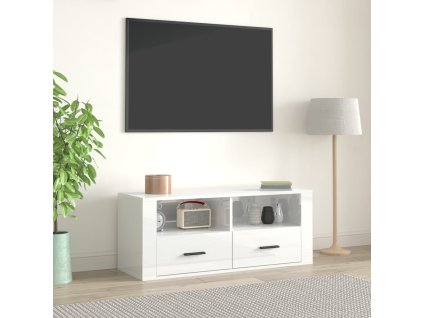 TV skříňka lesklá bílá 100x35x40 cm kompozitní dřevo 816810