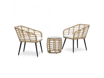 3dílný bistro set polyratan dub 48577