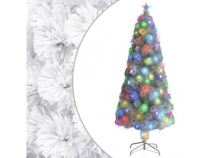 Umělý vánoční stromek s LED bílý 180 cm optické vlákno