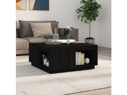 Konferenční stolek černý 80x81x36,5 cm masivní borové dřevo