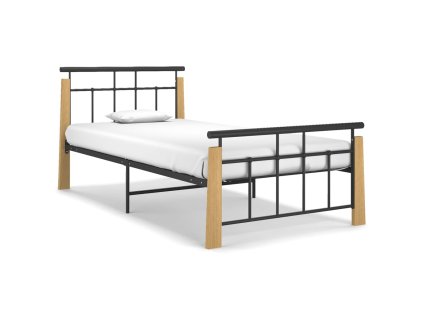 Rám postele kov a masivní dubové dřevo 90 x 200 cm 324897
