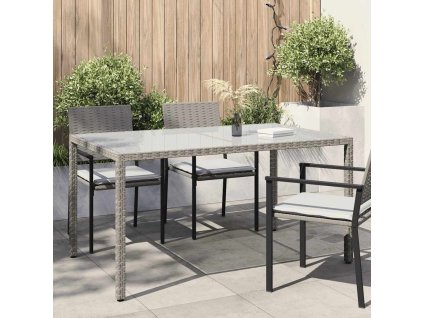 Zahradní stůl 150 x 90 x 75 cm tvrzené sklo a polyratan šedý 316707