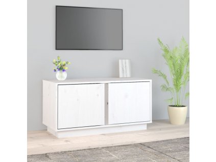 TV skříňka bílá 80x35x40,5 cm masivní borové dřevo 814470