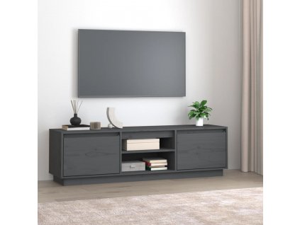 TV skříňka šedá 140 x 35 x 40 cm masivní borové dřevo 814316