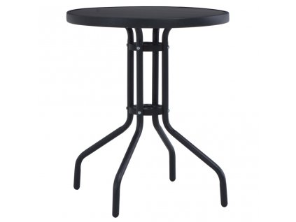 Zahradní stolek černý 60 cm ocel a sklo 47253